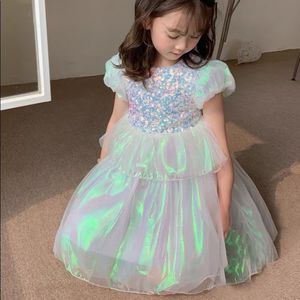 Brand New Girls Dress Elsa Dress from frozen kid’s blue shiny dress costumes